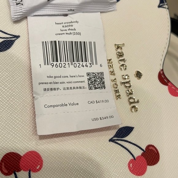 Kate Spade Love Shack Cherry Heart Crossbody Cream Multi - Picture 10 of 16